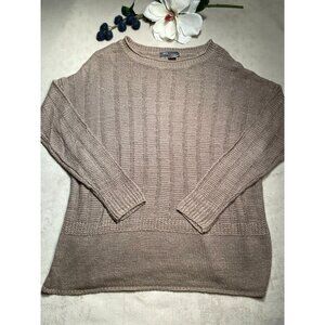 Vince Womens Taupe Sweater Size S 100% Linen Lagenlook Y2K Academia BOHO Classic